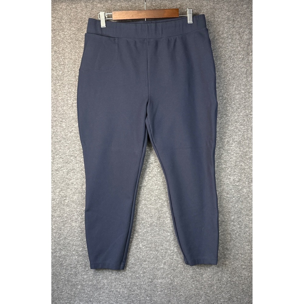 Quince Ultra-Stretch Ponte Skinny Pants Navy Blue High Rise Womens XL Minimalist